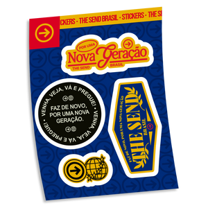 Cartela de stickers do movimento THE SEND — Editora 4 Ventos